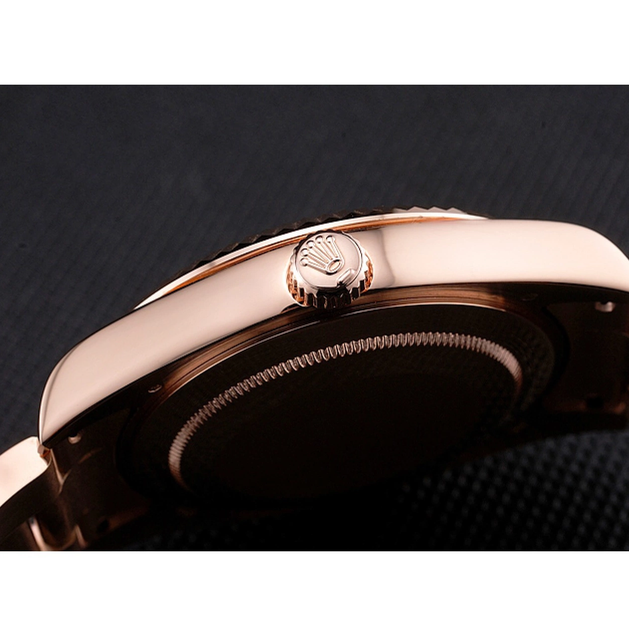Aaa replica watch Sky Brown Case Bracelet Dweller Dial Gold Ad Rose Rolex 0629